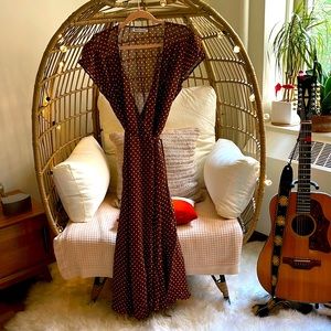 Reformation, Brown and white polka dot wrap dress (Crepe fabric)